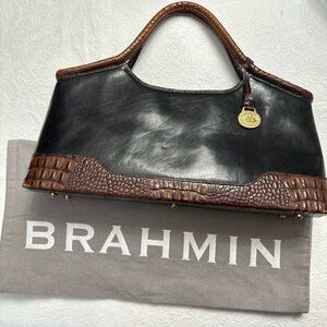 Brahmin Black and Brown Leather Tote Bag